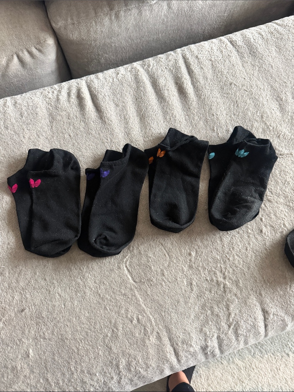 Women’s  size 6-9 Black No-Show Socks with Colored Logo Accents